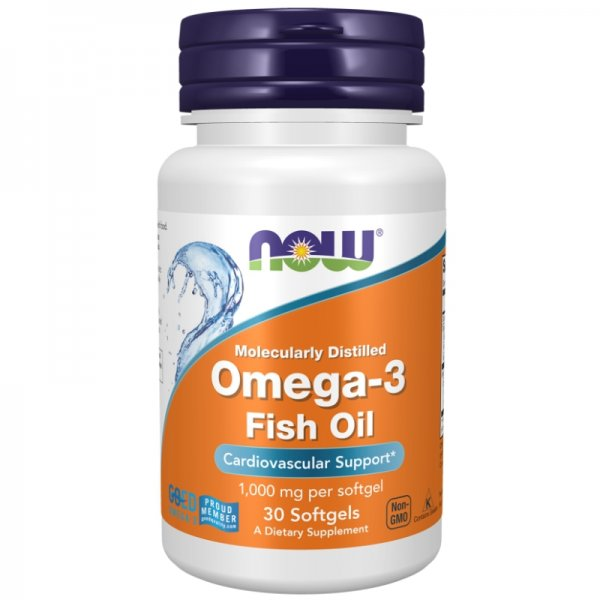 Now Foods Omega 3 Fish Oil molekularnie destylowany olej rybny suplement diety 30 kapsułek miękkich