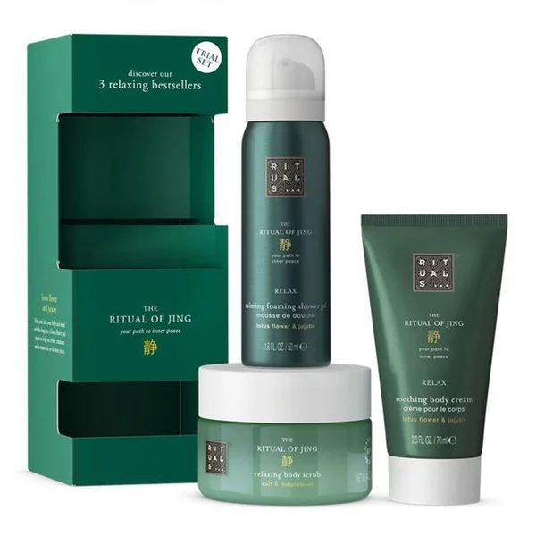 Rituals The Ritual of Jing zestaw prezentowy, peeling + pianka pod prysznic + krem do ciała