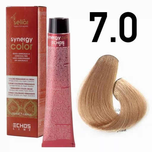 Echosline Seliar Synergy Color, farba do włosów bez amoniaku, 7.0 Blonde, 100ml