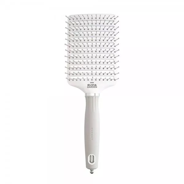 Olivia Garden Expert Care Vent, szczotka do suszenia i rozczesywania włosów, Nylon Bristles White&Grey L