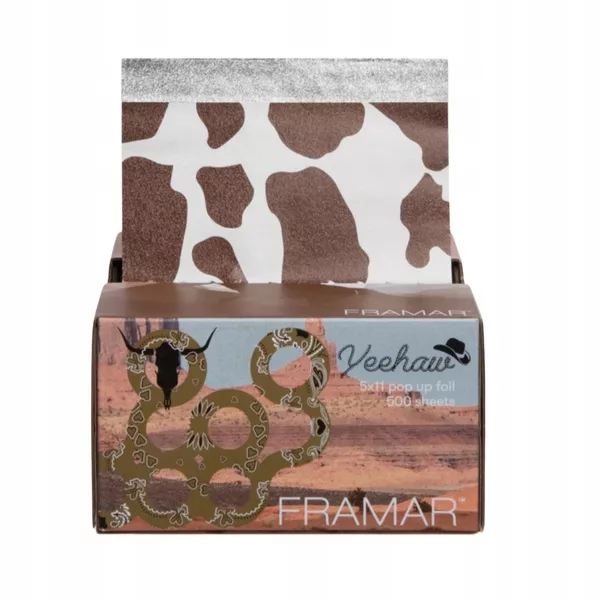 Framar 5x11 Pop Up, folia fryzjerska aluminiowa w paskach, Yeehaw, 500szt.
