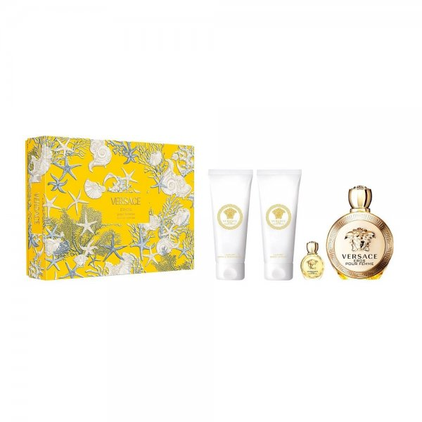 Versace Eros Pour Femme zestaw woda perfumowana spray 100ml + żel pod prysznic 100ml + balsam do ciała 100ml + miniatura wody perfumowanej 5ml (W)