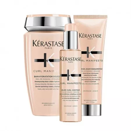 Kerastase Curl Manifesto, zestaw nawilżający do loków, szampon + krem + żel