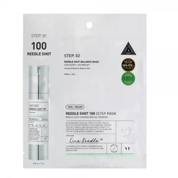 VT Cosmetics Reedle Shot 100 2Step Mask dwuetapowy zabieg z technologią mikroigieł 26.5g