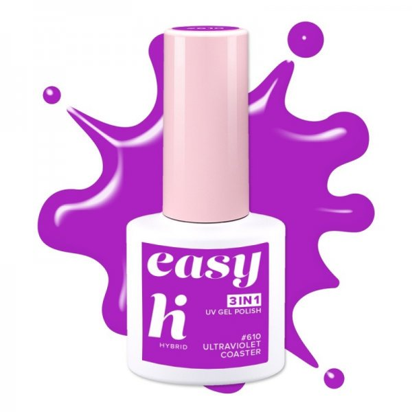 hi hybrid EASY 3in1, lakier hybrydowy, #610 Ultraviolet Coaster, 5ml
