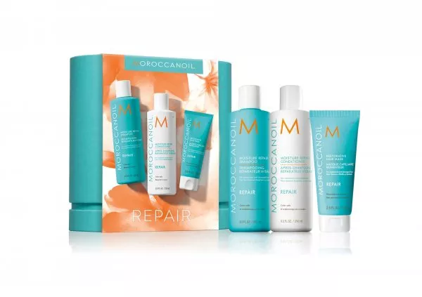Moroccanoil Repair Spring Set, odbudowujący zestaw wiosenny do włosów, szampon + odżywka + maska