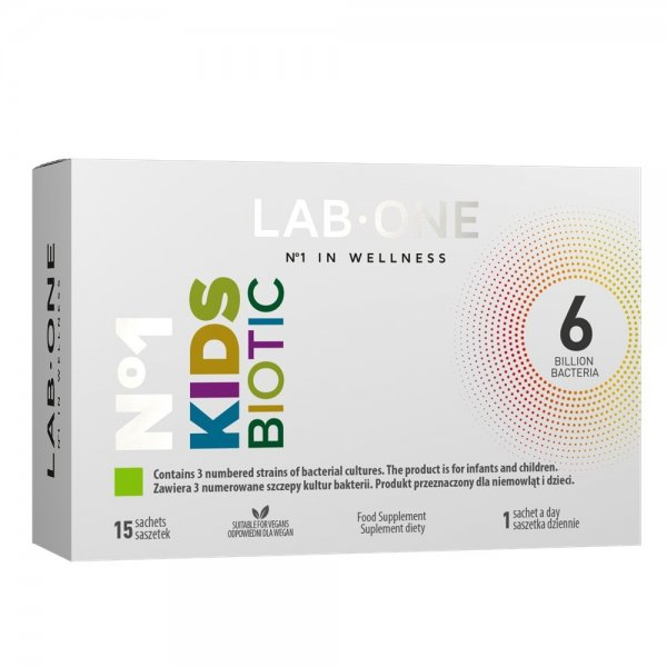 LAB ONE N°1 KidsBiotic probiotyk suplement diety podnoszący odporność niemowląt i dzieci 15 saszetek