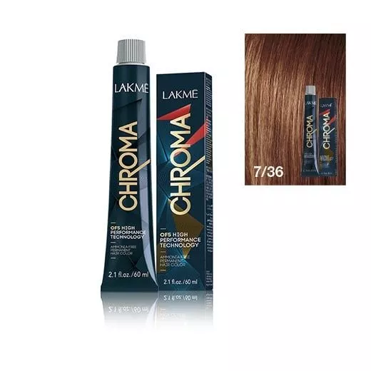 Lakme Chroma, farba do włosów o łagodnej formule, 7/36, 60ml
