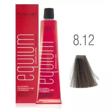 Kosswell Equium 8.12, Profesjonalna farba do włosów, jasny popielaty blond opalizujący, 60ml