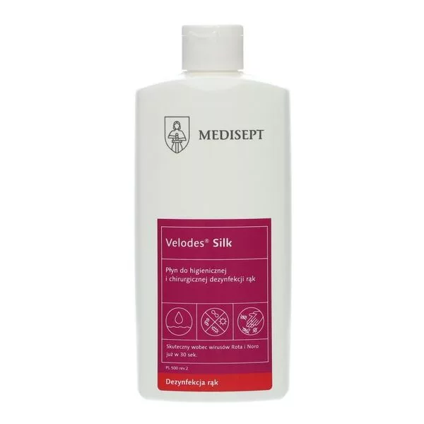 Medisept Velodes Silk Skin, płyn do higienicznej i chirurgicznej dezynfekcji rąk, 500ml