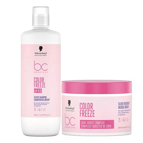 Schwarzkopf BC Color Freeze Silver, zestaw XL ochładzający odcień blond, 1000ml + 500ml