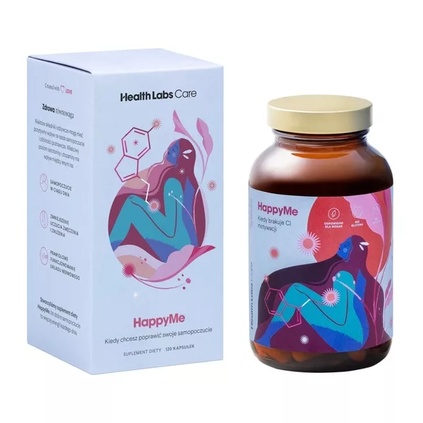 HealthLabs HappyMe suplement diety 120 kapsułek - data ważności (9.2026)