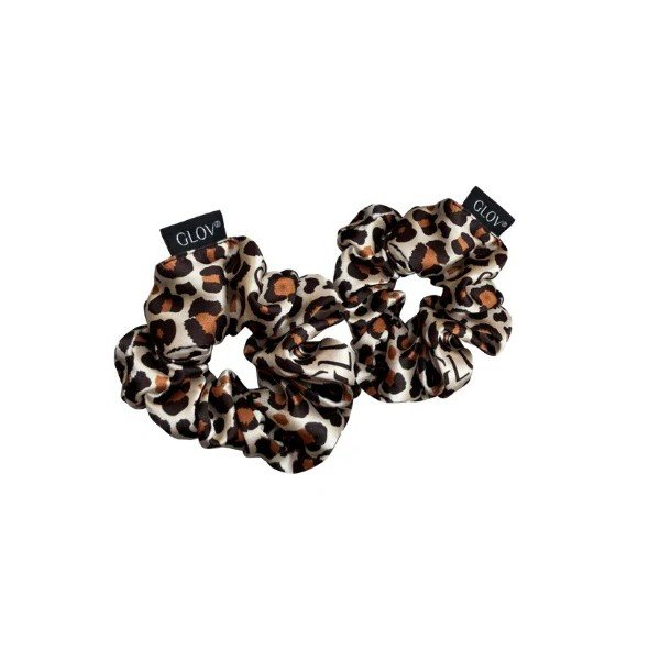Glov Satin Scrunchies satynowe gumki do włosów S/M Cheetah 2szt