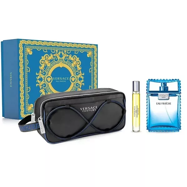 Versace Man Eau Fraiche zestaw woda toaletowa spray 100ml + woda toaletowa spray 10ml + kosmetyczka (M)