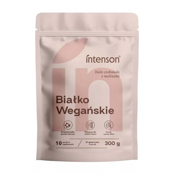 Intenson Białko Wegańskie o smaku białej czekolady i malin 300g