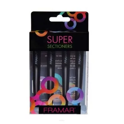 Framar Super Sectioner, klipsy do włosów, czarne, 4szt.