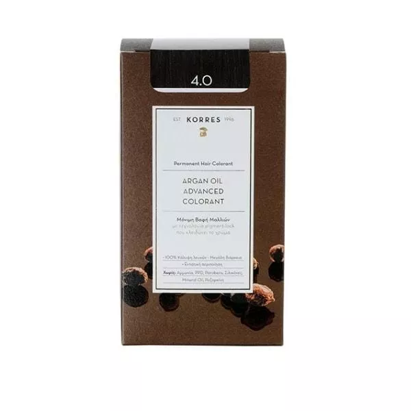 Korres Argan Oil, trwała farba do włosów, 4.0, 50ml