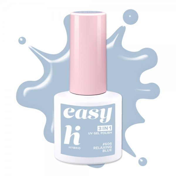 hi hybrid EASY 3in1, lakier hybrydowy, #606 Relaxing Blue, 5ml