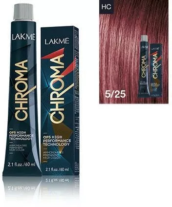 Lakme Chroma, farba do włosów o łagodnej formule, 5/25, 60ml