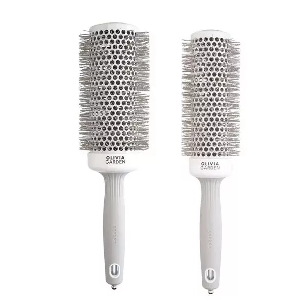 Olivia Garden Expert Blowout Speed Wavy Bristles, White&Grey, zestaw szczotek do suszenia włosów, 45mm + 55mm