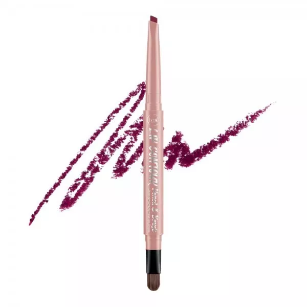 J.Cat Beauty Lip Contour Pencil&Brush, automatyczna konturówka do ust z pędzelkiem, Wild burgundy, 0,28g
