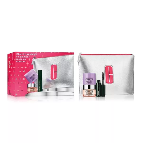 Clinique Glam To Goodnight zestaw krem pod oczy 15ml + oczyszczający balsam 15ml + tusz do rzęs 3.5ml + kosmetyczka