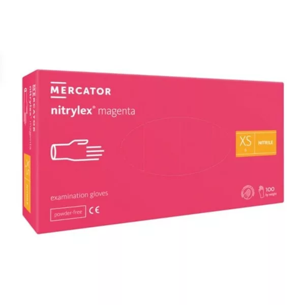Mercator Nitrylex Magenta, rękawice nitrylowe, 100szt., rozmiar XS