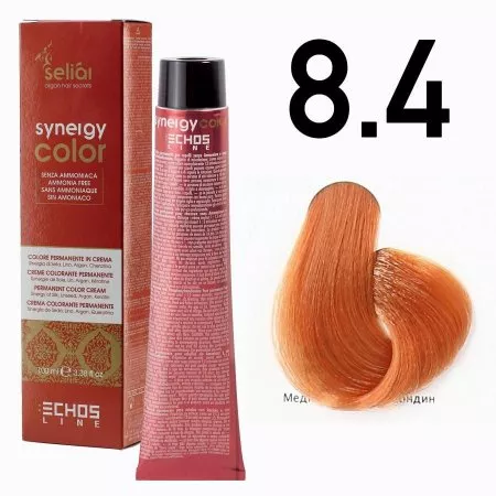Echosline Seliar Synergy Color, farba do włosów bez amoniaku, 8.4 Light Blonde Copper, 100ml