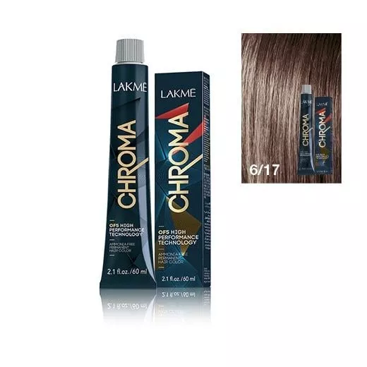 Lakme Chroma, farba do włosów o łagodnej formule, 6/17, 60ml