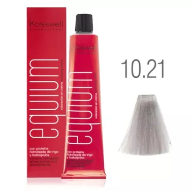 Kosswell Equium 10.21, Profesjonalna farba do włosów, extra jasny blond opalizujący popielaty, 60ml