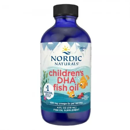 Nordic Naturals Children's DHA Omega-3 suplement diety syrop Truskawka 119ml