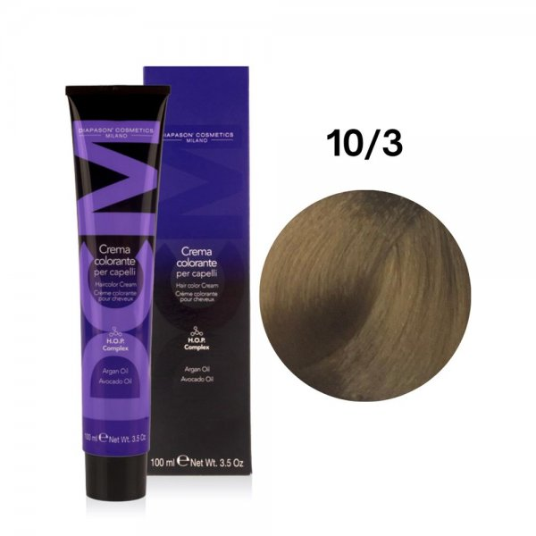 Diapason DCM, farba do włosów, 10/3 Złoty Bardzo Jasny Platynowy Blond, 100ml