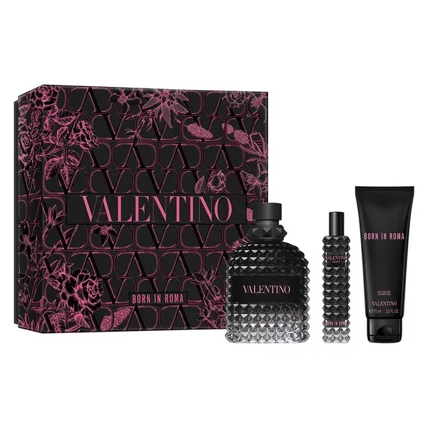 Valentino Uomo Born in Roma zestaw woda toaletowa spray 100ml + żel pod prysznic 75ml + woda toaletowa spray 15ml (M)