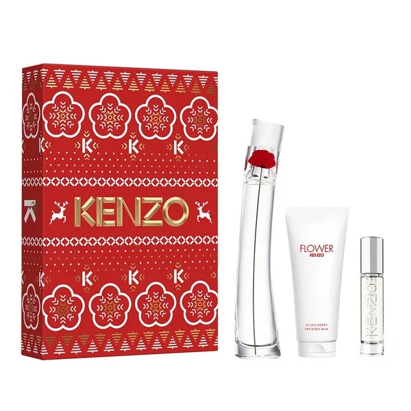 Kenzo Flower by Kenzo zestaw woda perfumowana spray 50ml + mleczko do ciała 75ml + woda perfumowana spray 10ml (W)