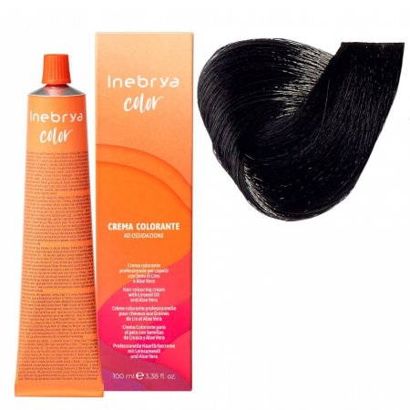 Inebrya Color, farba do włosów, koloryzacja trwała, 1/0, 100ml - brak pudełka