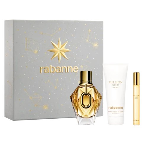 Paco Rabanne Million Gold For Her zestaw woda perfumowana spray 90ml + balsam do ciała 100ml + woda perfumowana spray 10ml (W)