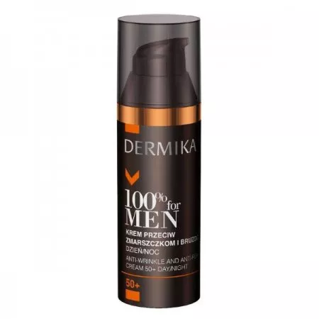 Dermika 100% For Men, krem dla mężczyzn przeciw zmarszczkom i bruzdom, 50+, 50ml