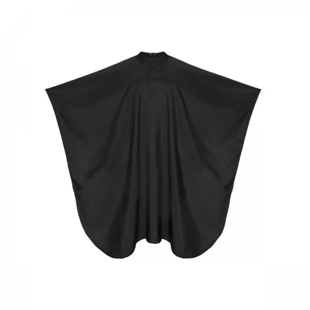 Fox Earth Colors, peleryna fryzjerska z silikonowym kołnierzem, czarna, ekologiczna, 130x146 cm