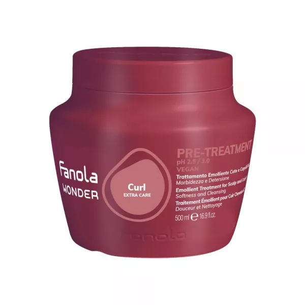 Fanola Wonder Curl Extra Care Pre-Treatment, pre-szampon emolientowy preparat przed myciem, 500ml
