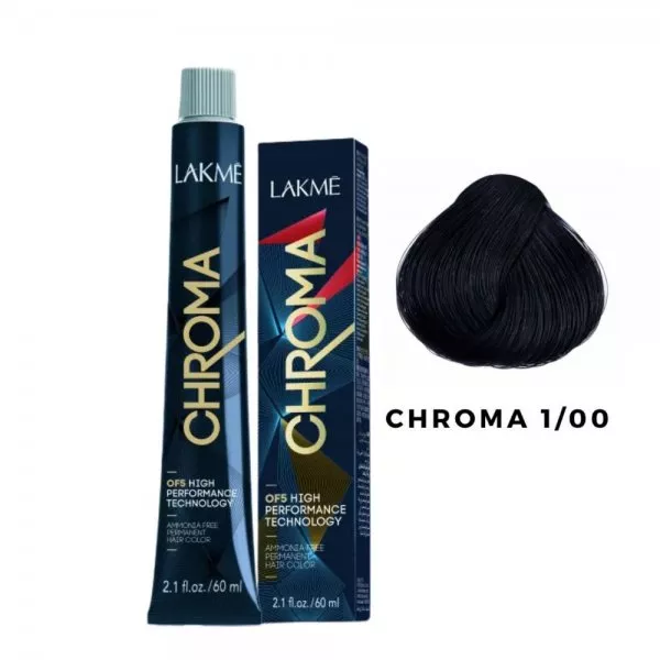 Lakme Chroma, farba do włosów o łagodnej formule, 1/00, 60ml