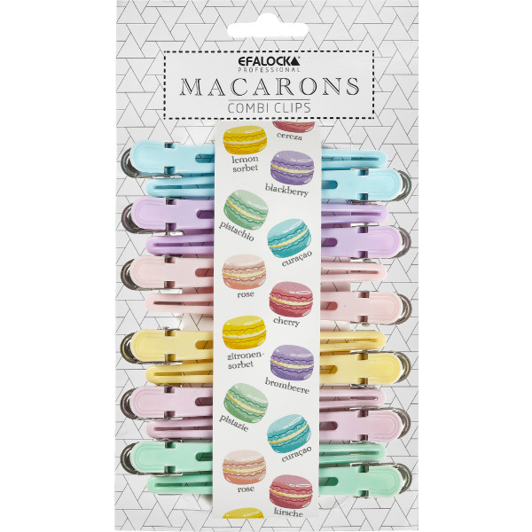 Efalock Macarons Combi-Clips, klipsy sekcyjne do włosów, pastel assorted 12szt., ref. 14102381