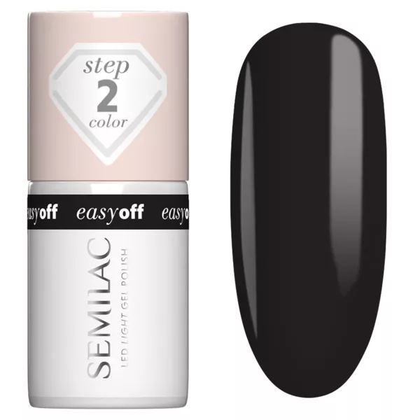 Semilac Easy Off Led Light, utwardzany lakier do paznokci do usunięcia zmywaczem, L24 Diamond Black, 7ml