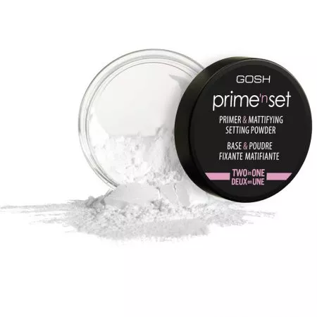 Gosh Prime'n Set, puder-fixer utrwalająco-matujący do twarzy, 2w1, 8g