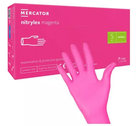 Mercator Nitrylex Magenta, rękawice nitrylowe, 100szt., rozmiar S
