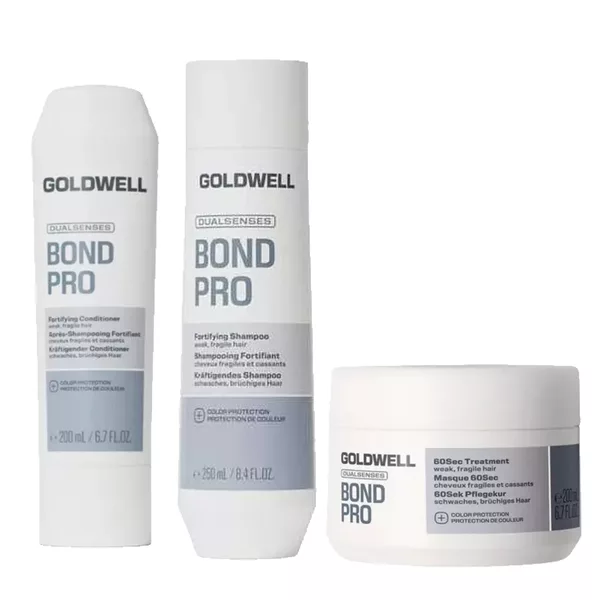 Goldwell Dualsenses Bond Pro, zestaw do włosów cienkich i osłabionych, szampon + odżywka + kuracja