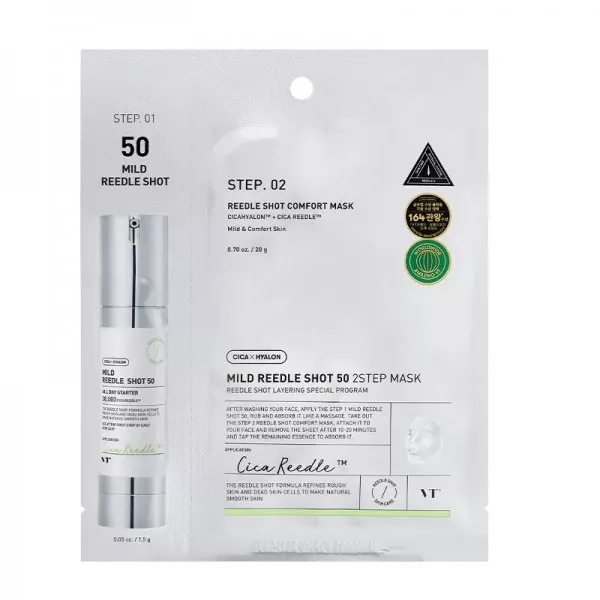 VT Cosmetics Reedle Shot 50 2Step Mask dwuetapowy zabieg z technologią mikroigieł 21.5g