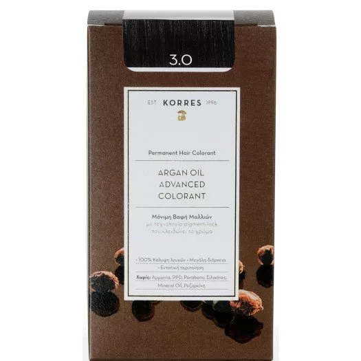Korres Argan Oil, trwała farba do włosów, 3.0, 50ml