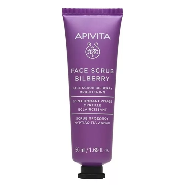 Apivita Face Scrub Bilberry rozświetlający peeling do twarzy z borówką 50ml