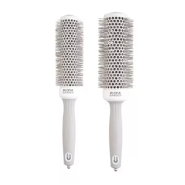 Olivia Garden Expert Blowout Speed Wavy Bristles, White&Grey, zestaw szczotek do suszenia włosów, 35mm + 45mm