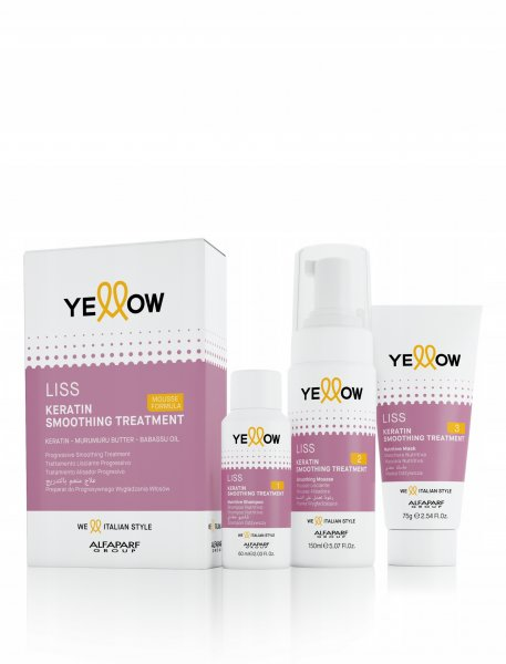 Yellow Professional Liss, zestaw do prostowania keratynowego, 150ml + 75g + 60ml
